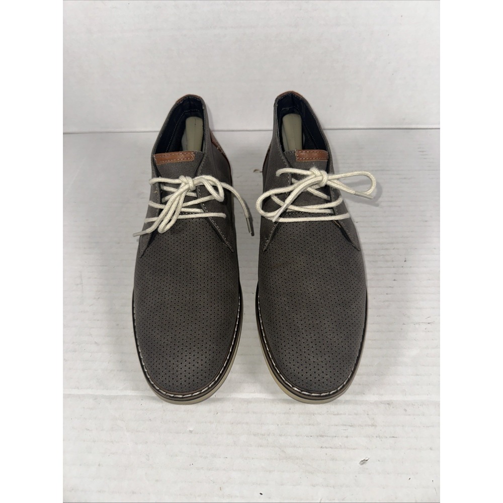 Steve Madden M-devlyn Chukka Boots Sz 8.5 Gray Faux Leather‎ Lace-Up Shoes
